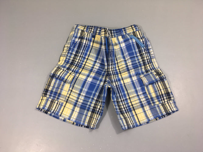 Bermuda à carreaux bleu/jaune, moins cher chez Petit Kiwi