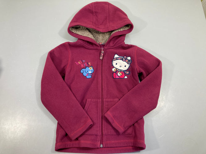 Polar zippé à capuche bordeaux hello kitty, moins cher chez Petit Kiwi