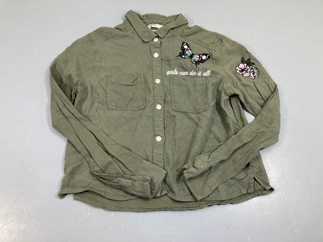 Chemise m.l kaki papillon brodé, moins cher chez Petit Kiwi