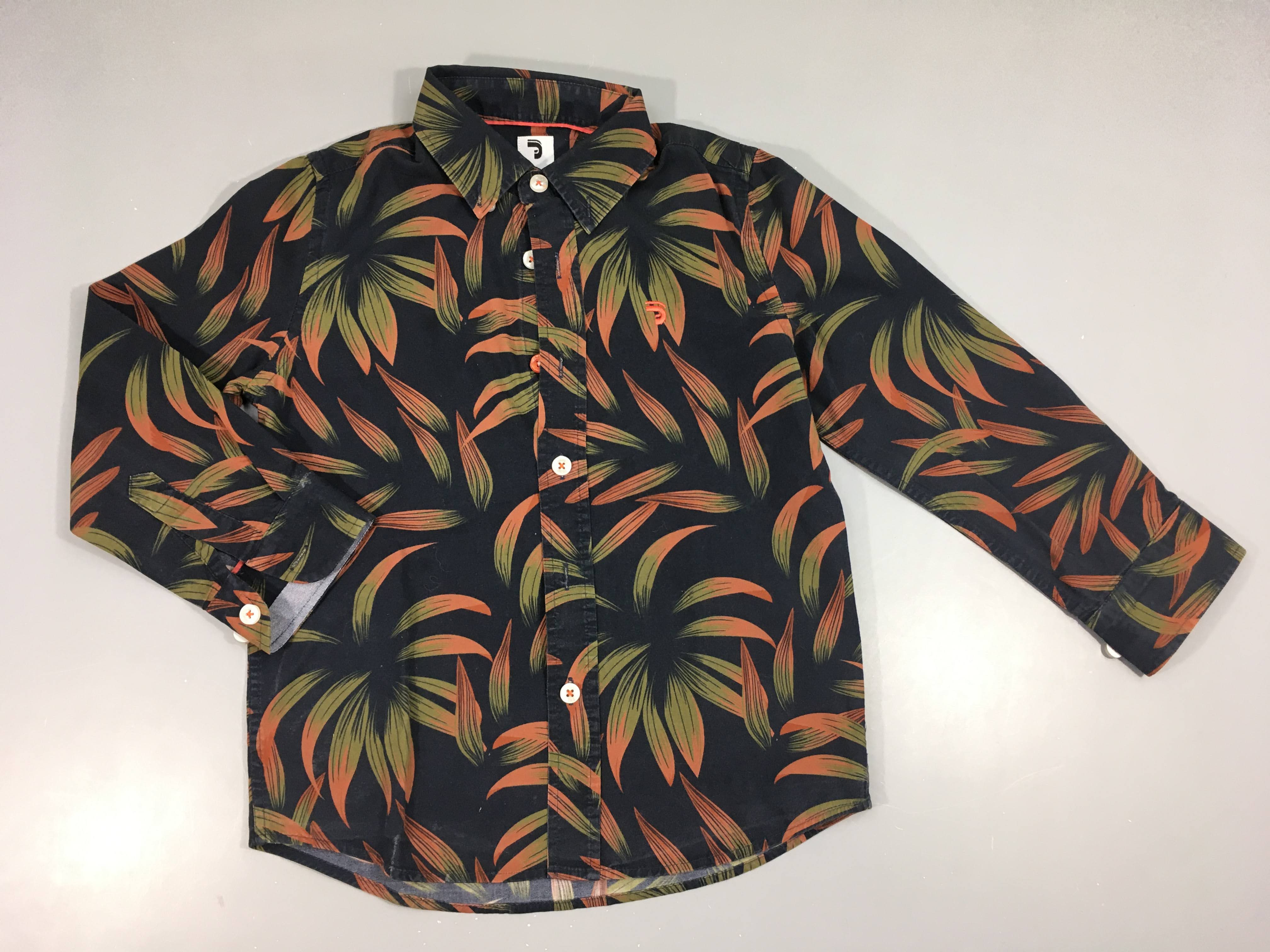 Chemise m.l bleu marine feuillage kaki rouille