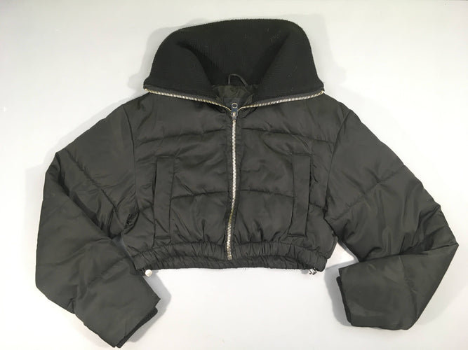 Doudoune courte zippé noire, col montant, moins cher chez Petit Kiwi
