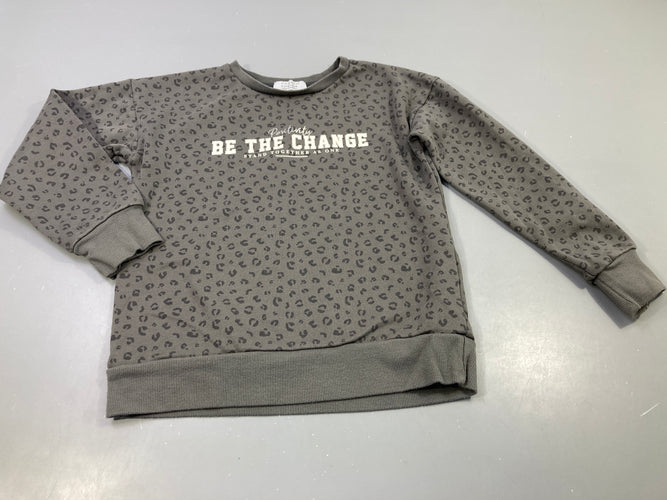 Sweat kaki grisé tacheté  "Be the change", moins cher chez Petit Kiwi