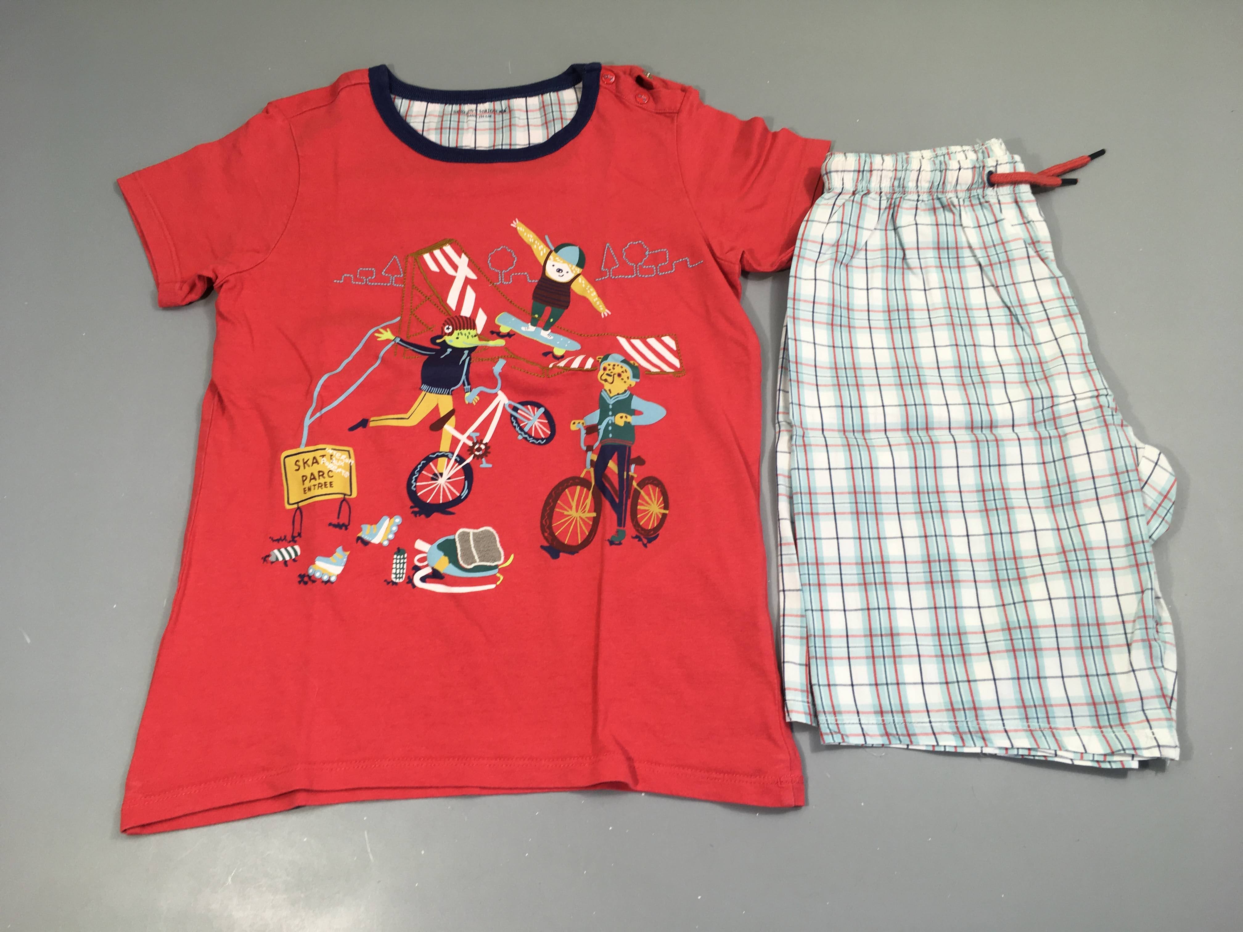 Pyjashort 2pcs jersey/coton rouge skates