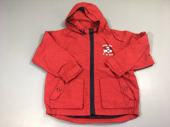 Coupe-vent rouge à capuche, moins cher chez Petit Kiwi