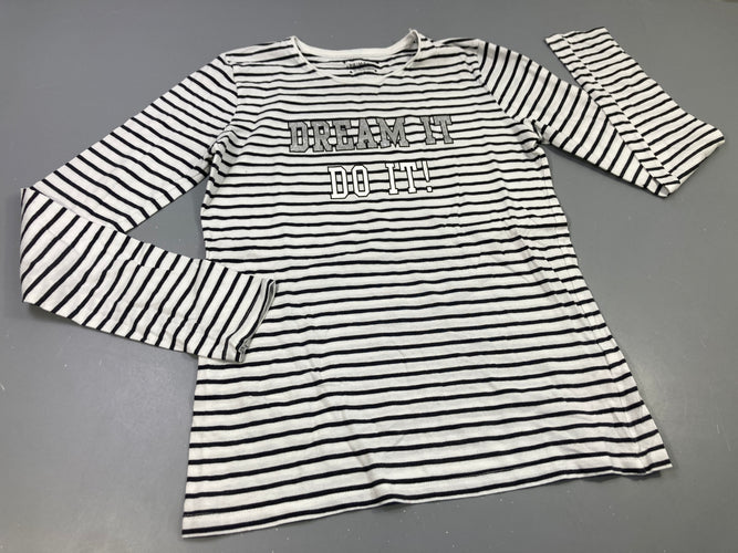 T-shirt m.l blanc rayé bleu marine " Dream it  do, it!", moins cher chez Petit Kiwi