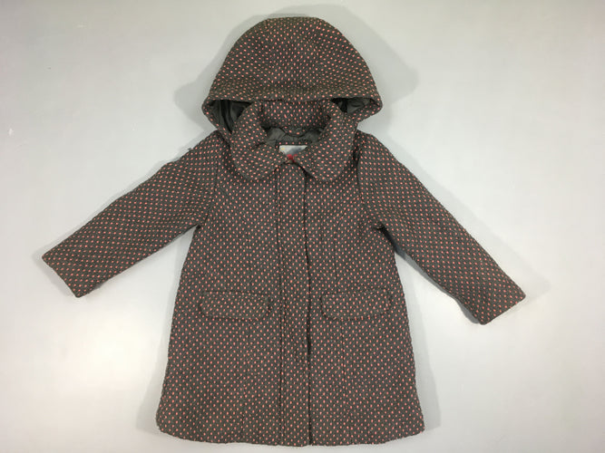 Veste zippée gris foncé/rose à capuche, moins cher chez Petit Kiwi
