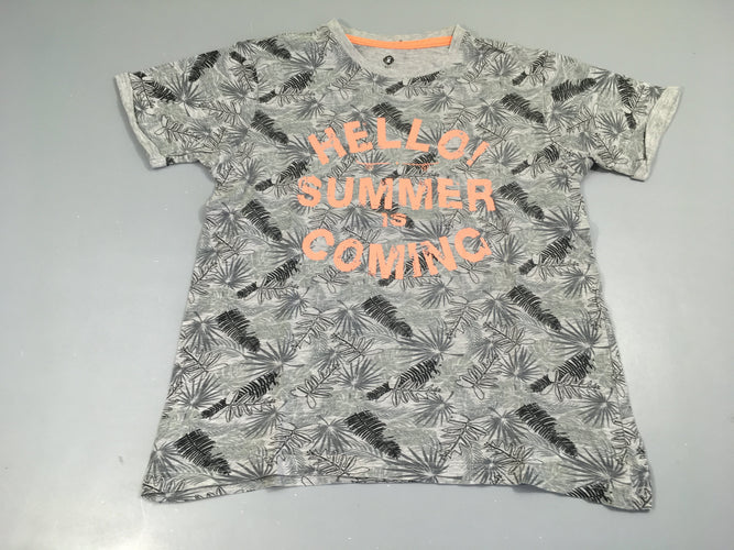 T-shirt m.c gris chiné feuilles Hello, moins cher chez Petit Kiwi