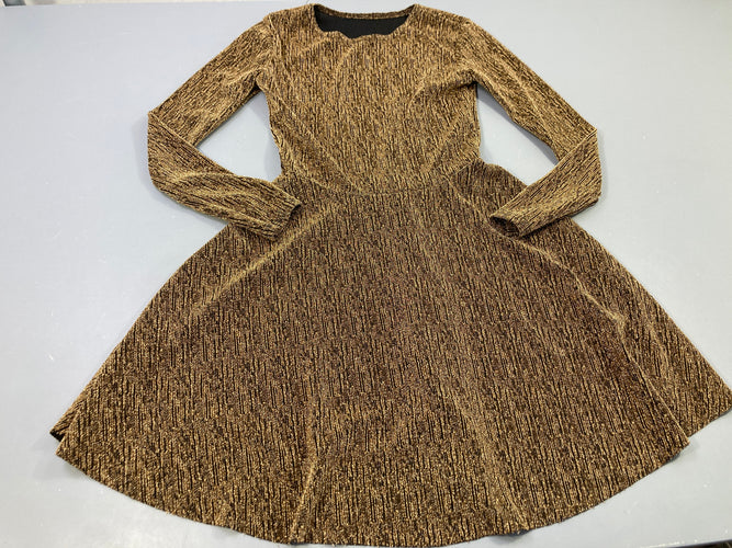 Robe m.l noir et doré, pas de taille indiquée estimée 10a, moins cher chez Petit Kiwi
