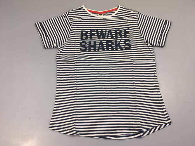 T-shirt m.c blanc rayé bleu marine Beware, moins cher chez Petit Kiwi