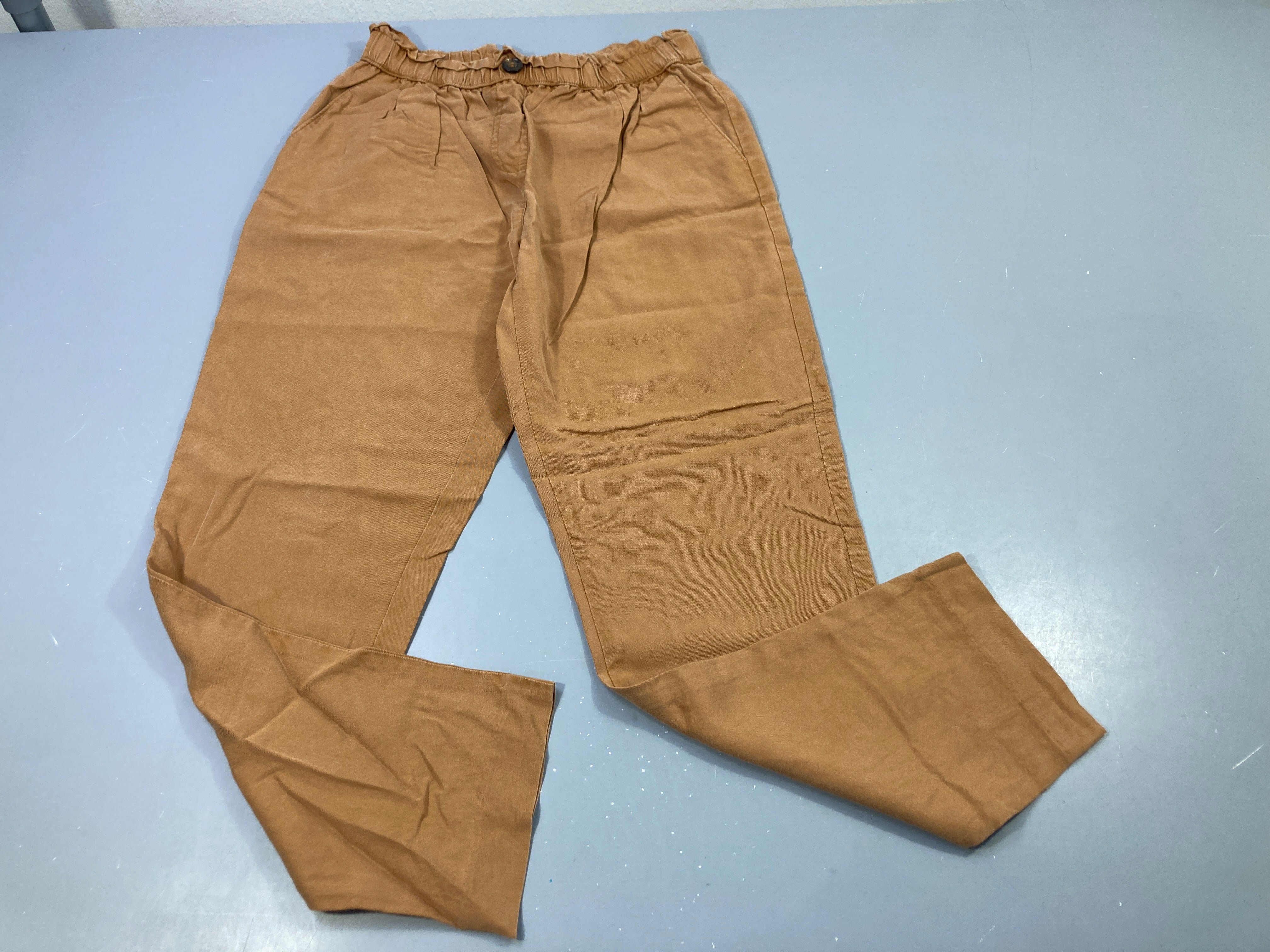 Pantalon fluide jaune moutarde