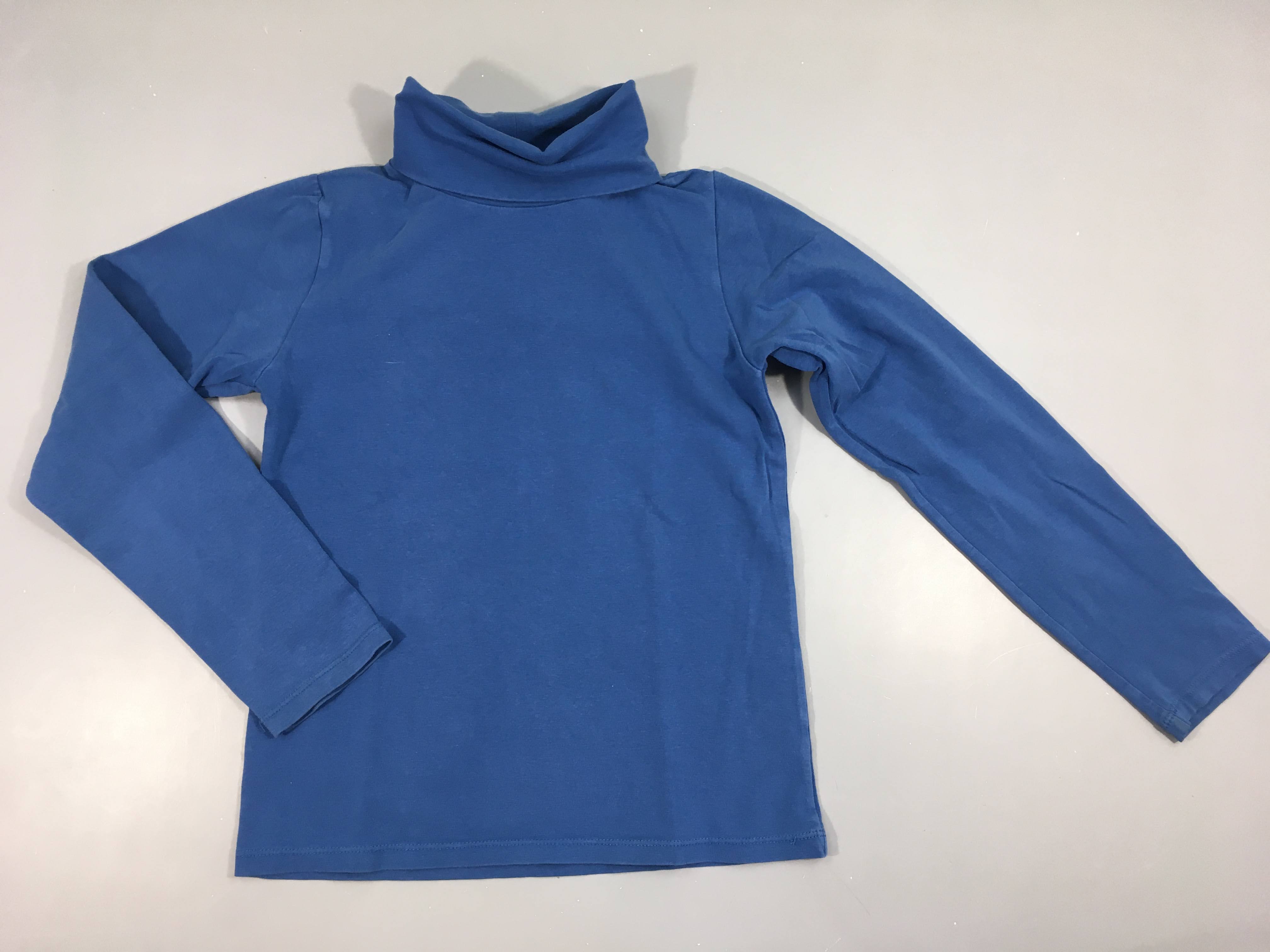 T-shirt m.l col roulé bleu foncé Bas manche G légèrement taché