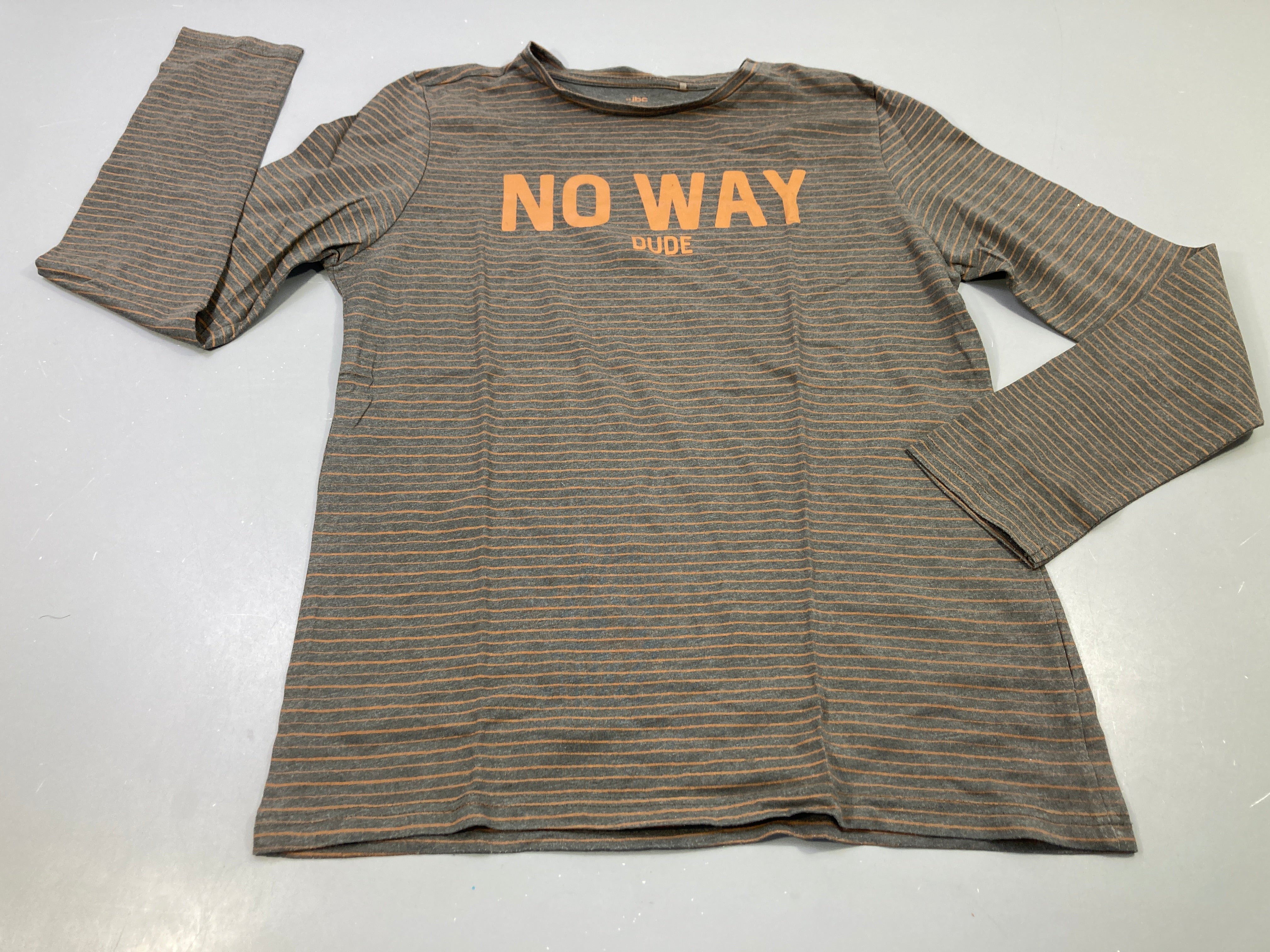 T-shirt m.l gris chiné rayé orange  