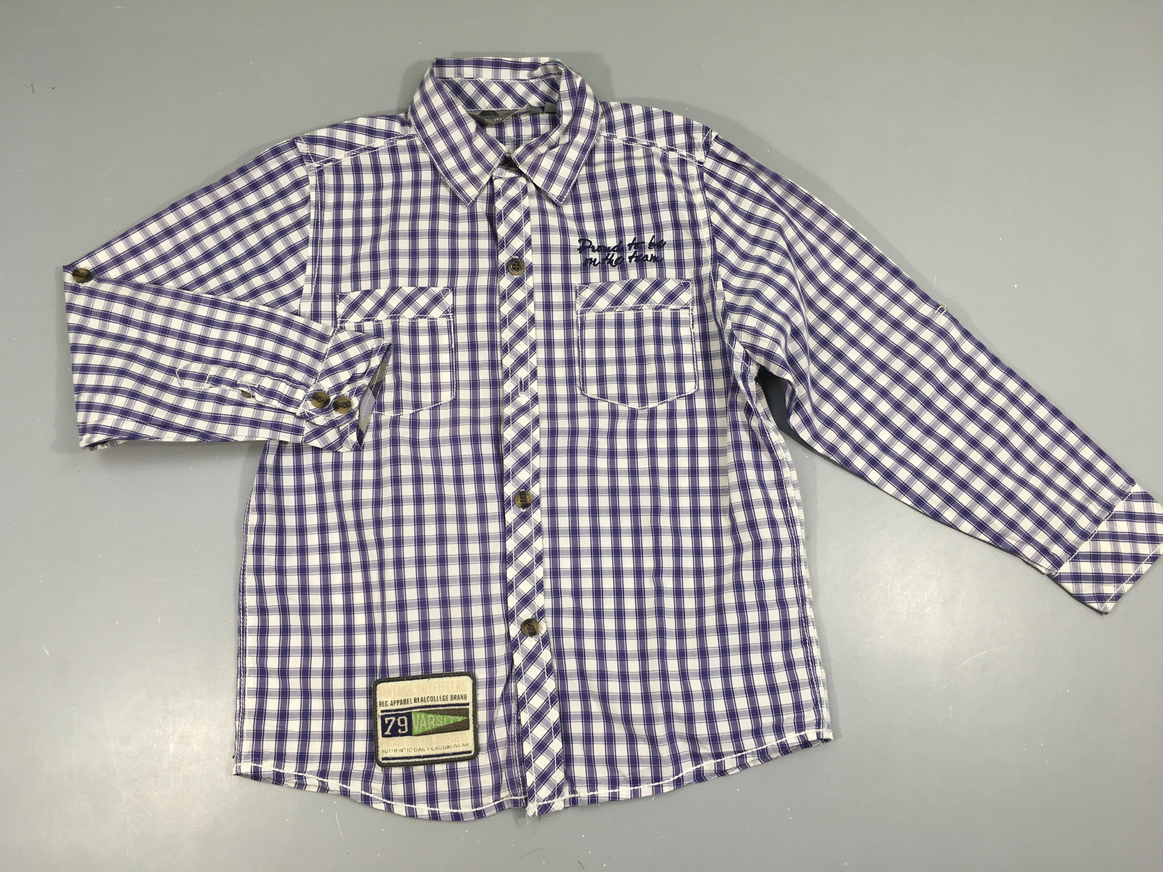 Chemise m.l à carreaux blanc-bleu poches