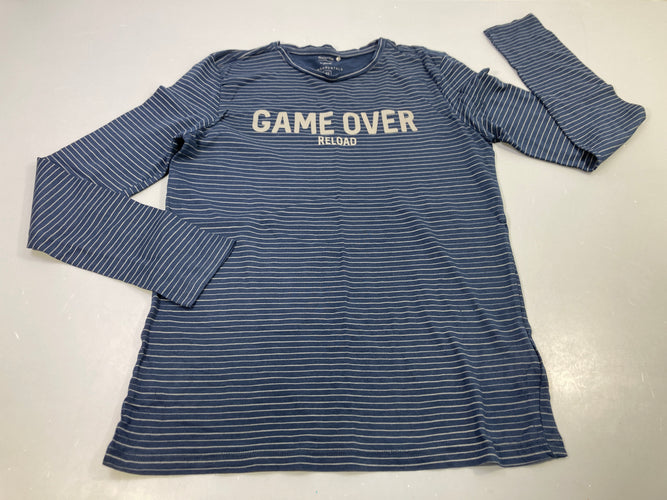 T-shirt m.l bleu marine rayé gris "Game over", moins cher chez Petit Kiwi