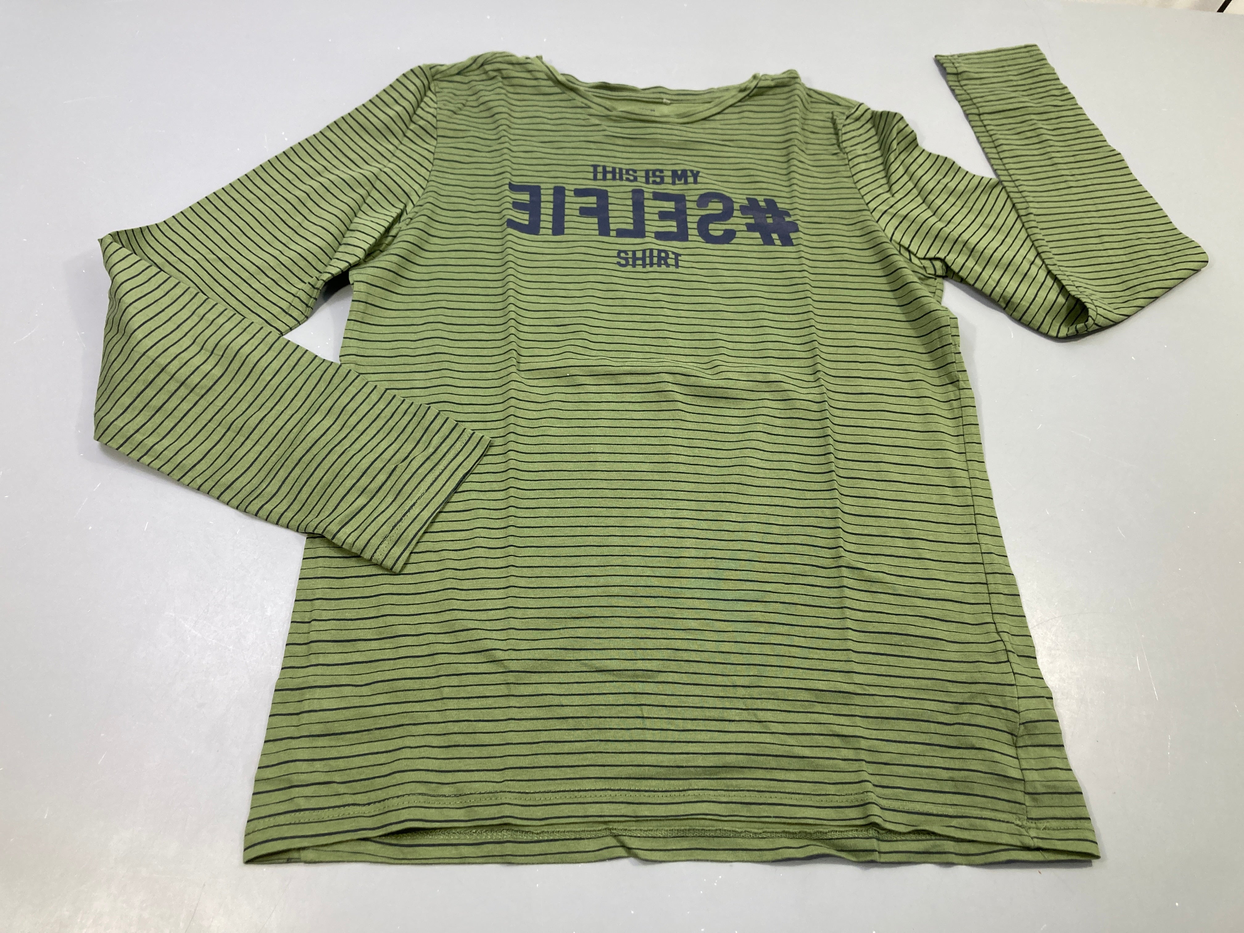 T-shirt m.l kaki rayé bleu marine 