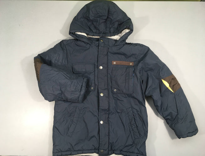 Veste bleu foncé à capuche amovible, moins cher chez Petit Kiwi