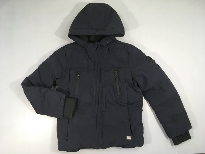 Veste ouatinée bleu foncé à capuche, moins cher chez Petit Kiwi