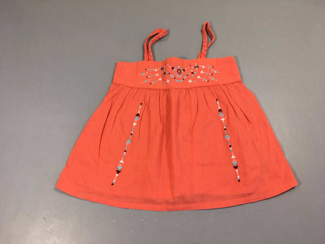 Top coton orange broderies, moins cher chez Petit Kiwi