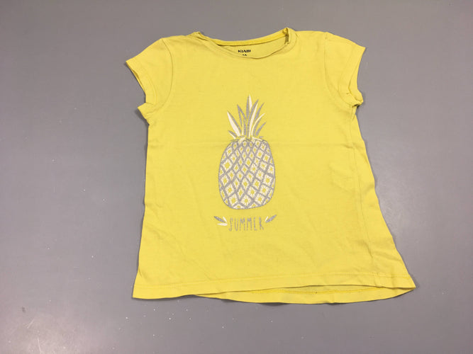 T-shirt m.c jaune ananas, légèrement bouloché, moins cher chez Petit Kiwi