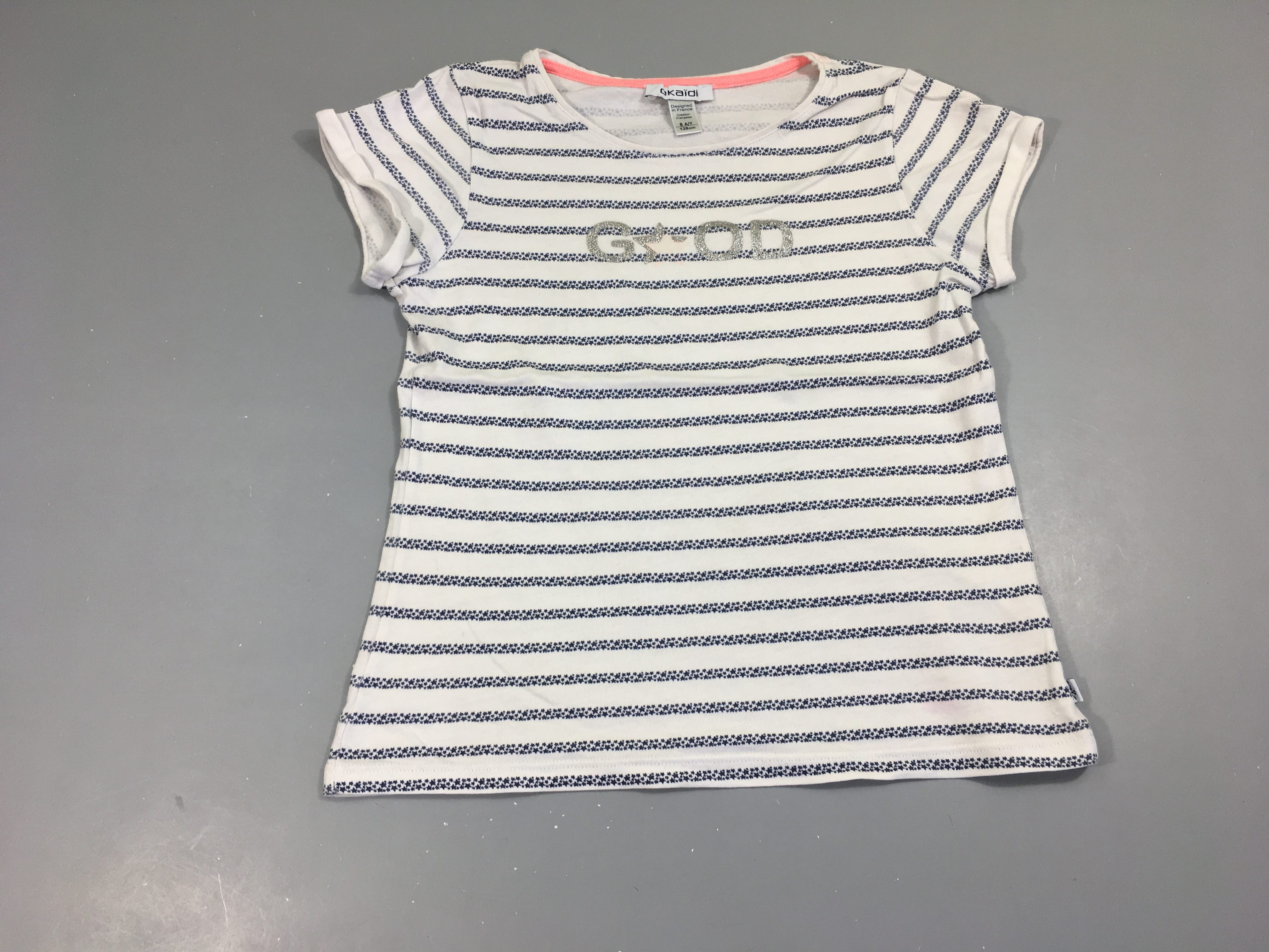 T-shirt m.c blanc rayé bleu Good