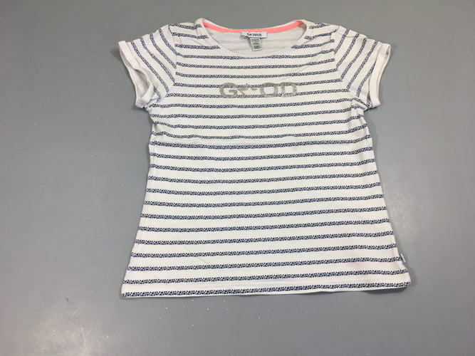 T-shirt m.c blanc rayé bleu Good, moins cher chez Petit Kiwi