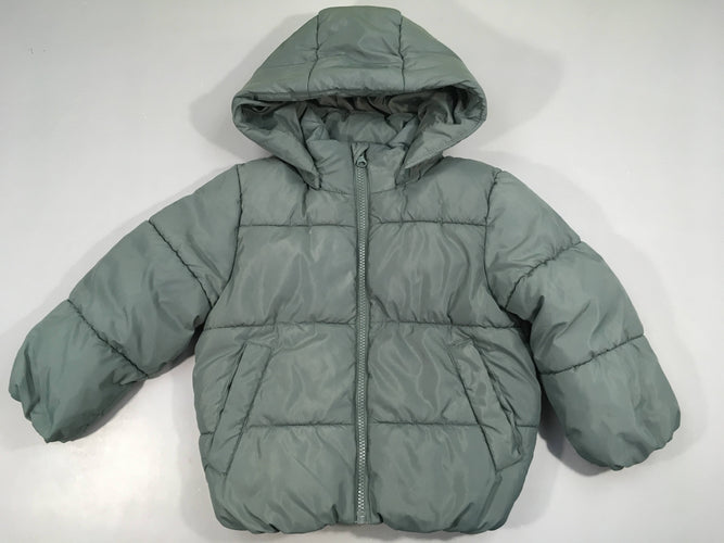 Doudoune kaki à capuche amovible, moins cher chez Petit Kiwi