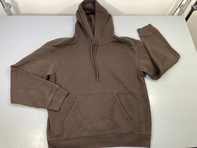 Sweat à capuche brun, poche à l'avant, légèrement bouloché, moins cher chez Petit Kiwi