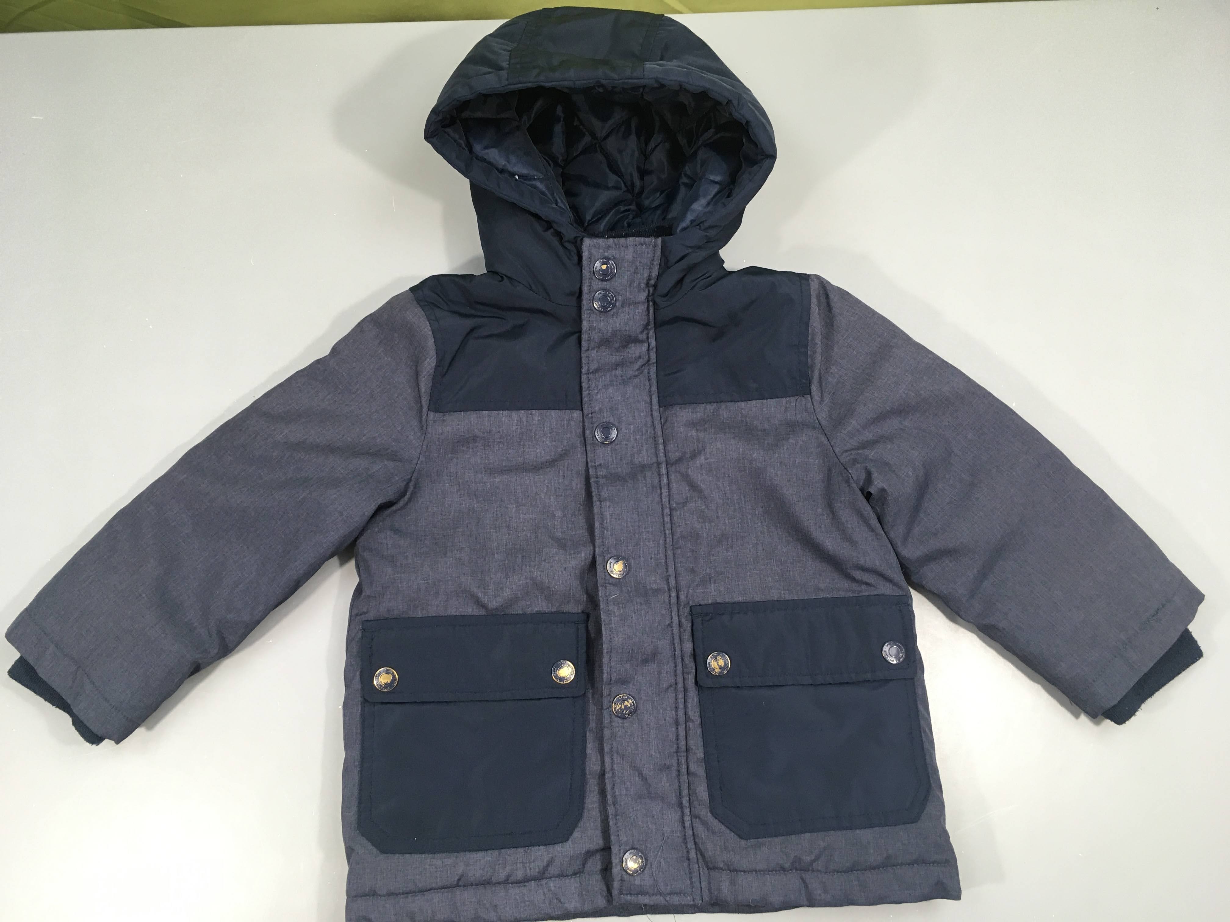 Veste bleue bi-matière légèrement ouatinée