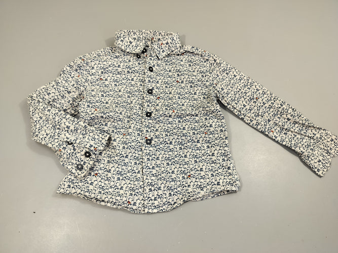 Chemise m.l blanche motifs pingouins  97%  coton  3% élasthanne, moins cher chez Petit Kiwi