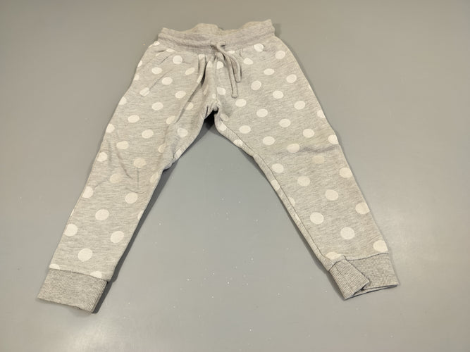 Pantalon jogging gris clair flammé  à pois blancs, moins cher chez Petit Kiwi