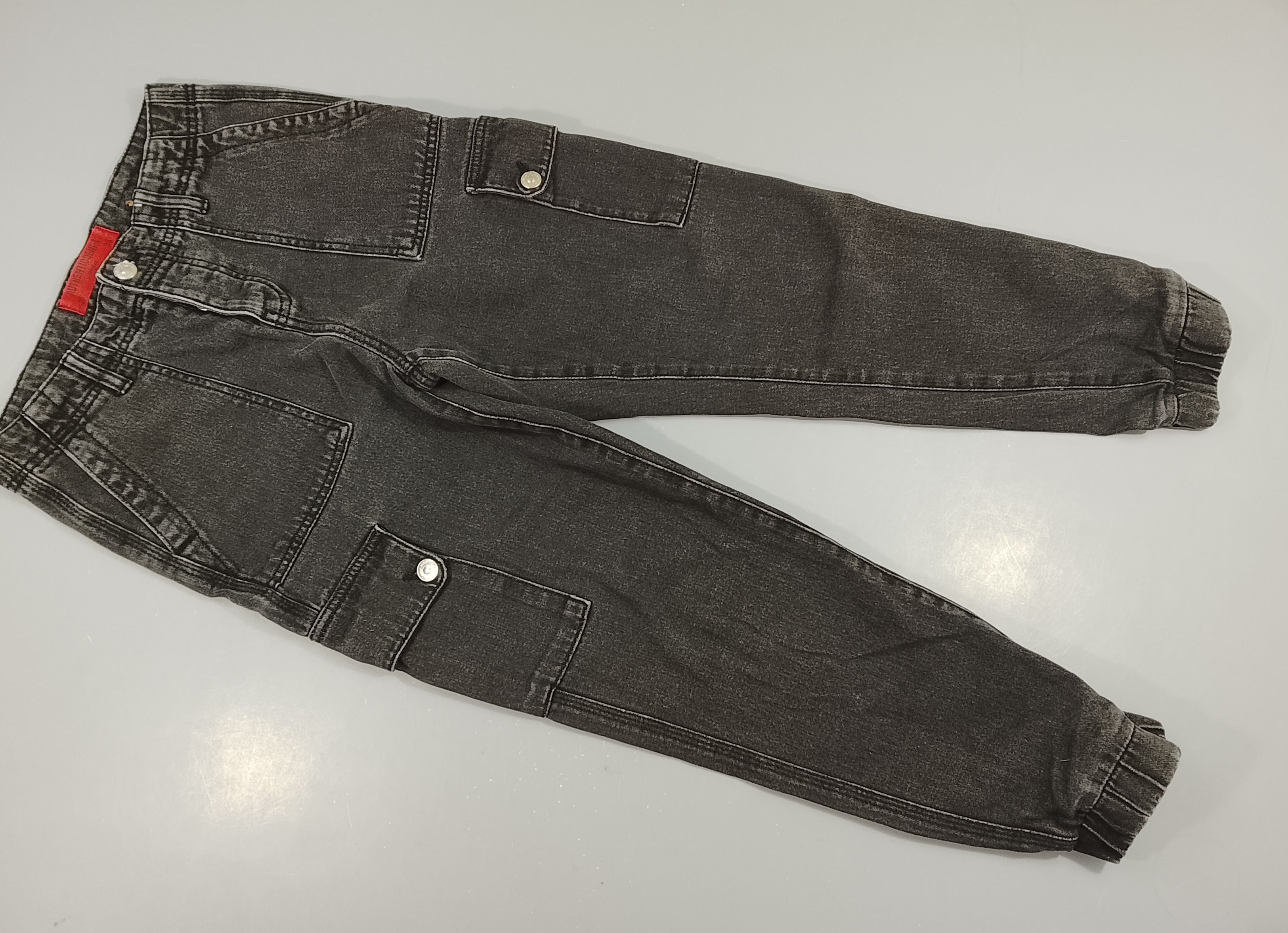 Pantalon cargo denim noir , cheville élastiques, Jennyfer (36)