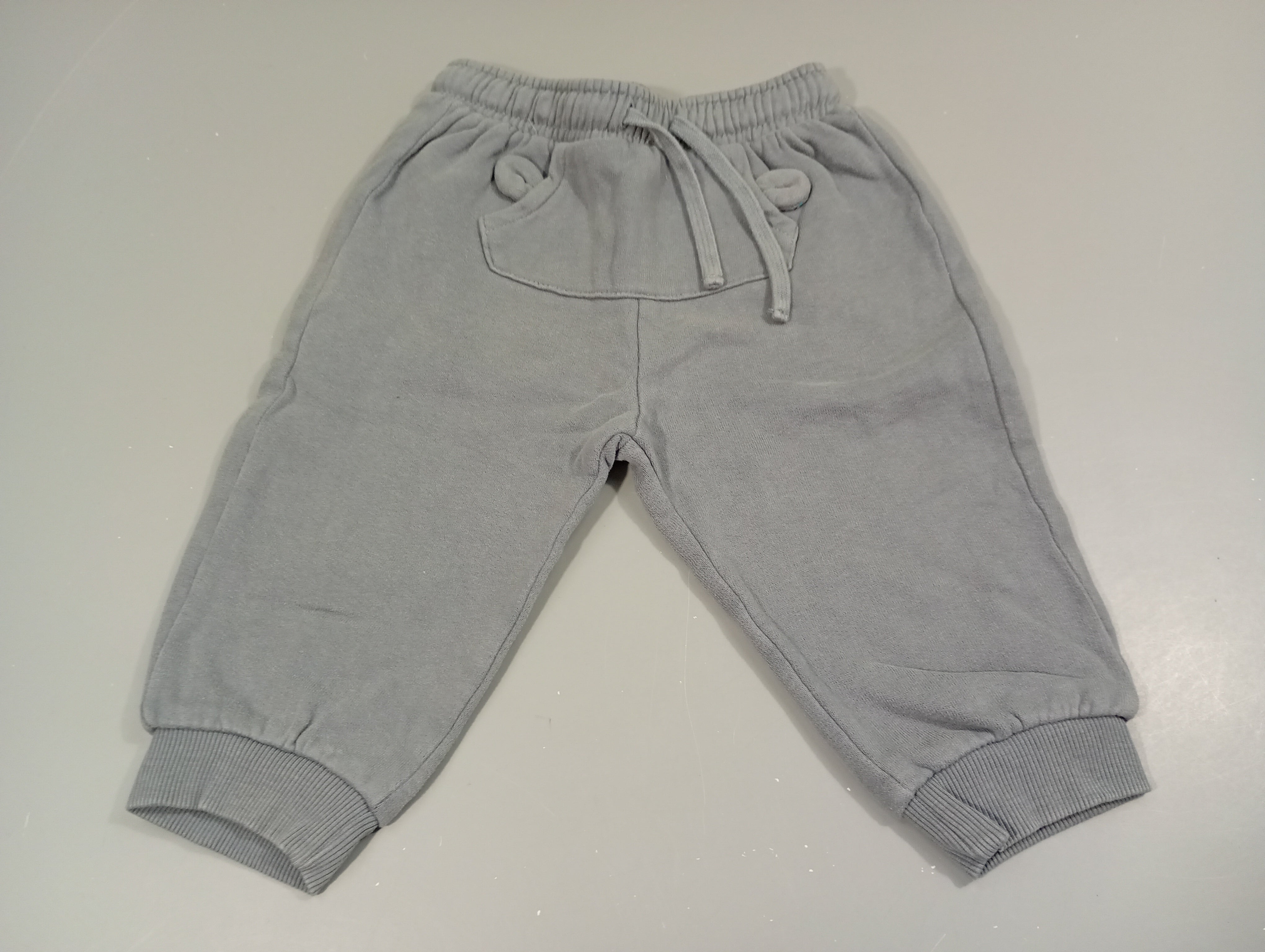 Pantalon molleton bleu, gris  taille et chevilles élastiques