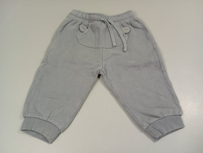 Pantalon molleton bleu, gris  taille et chevilles élastiques, moins cher chez Petit Kiwi