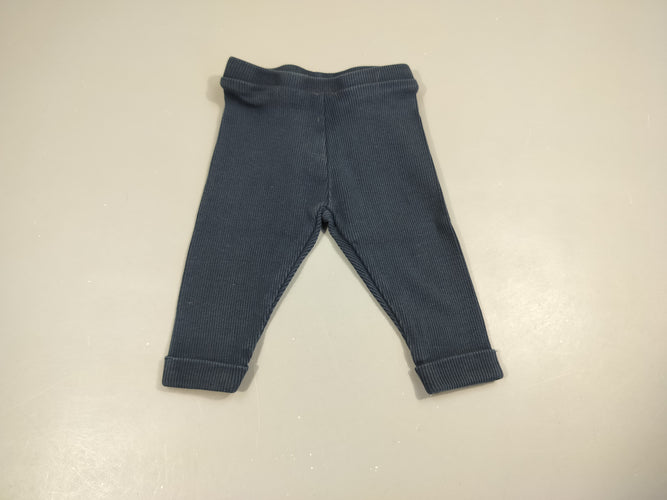 Legging bleu marine texturé à revers 95% coton 5% élasthanne, moins cher chez Petit Kiwi