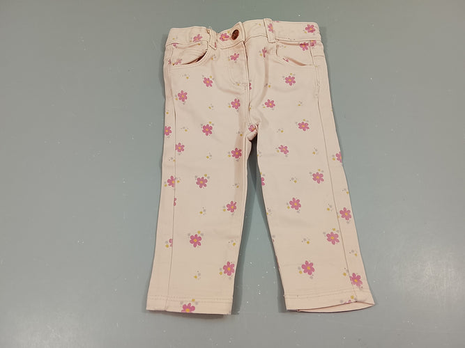 Pantalon rose clair à fleurs roses, moins cher chez Petit Kiwi