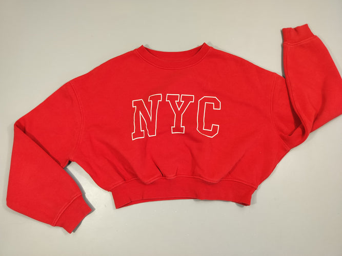 Sweat court rouge  "NYC" , intérieur chaud 70% coton 30% polyester, moins cher chez Petit Kiwi