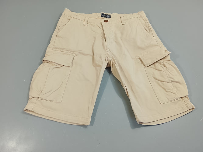 Bermuda  chino beige , poches cargo, moins cher chez Petit Kiwi