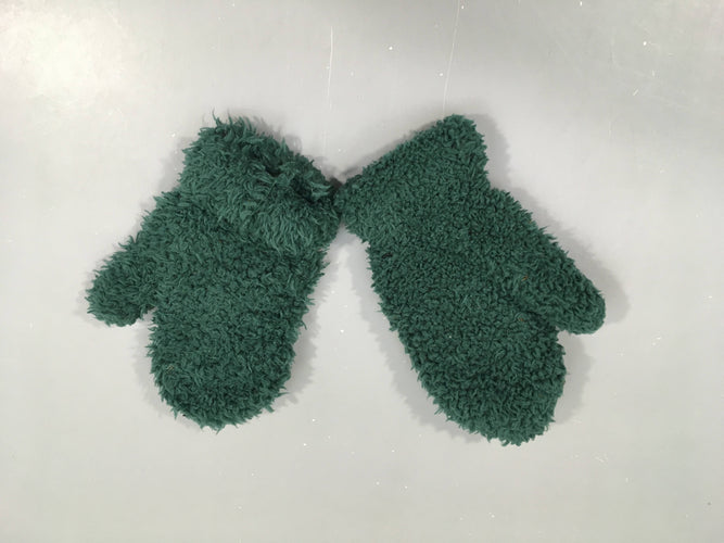 Moufles peluche verte, moins cher chez Petit Kiwi