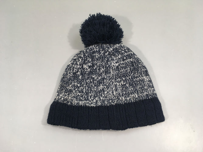 Bonnet mailles bleues chinées blanc Pompon, moins cher chez Petit Kiwi