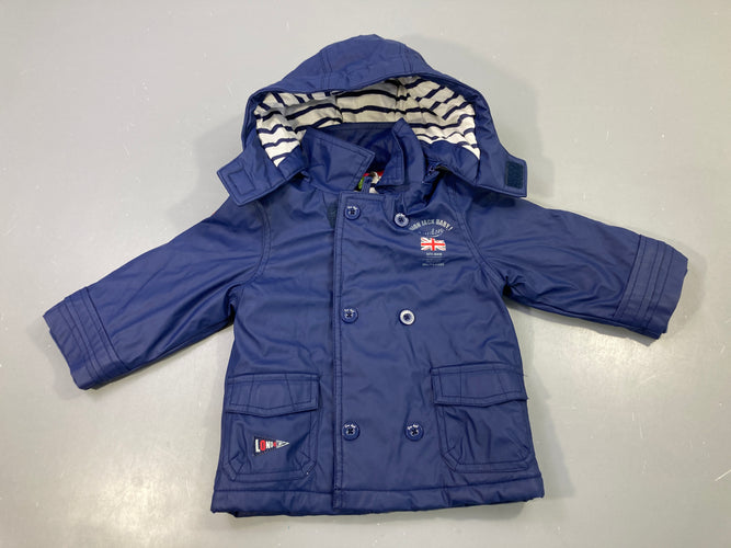 Veste cirée bleu marine capuche, moins cher chez Petit Kiwi