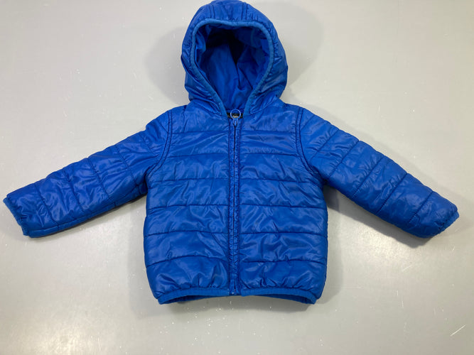Doudoune légère bleu roi à capuche, moins cher chez Petit Kiwi