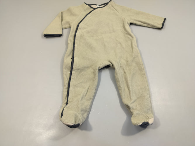 Pyjama velours kaki clair grisatre  et bleu marine  extérieur 100% polyester  doublure 100% coton, moins cher chez Petit Kiwi
