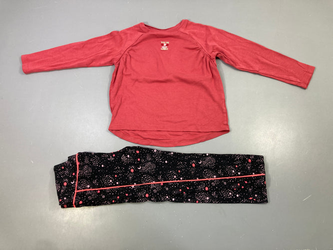 Pyjama 2pc jersey fille rose fleurs, moins cher chez Petit Kiwi