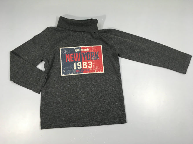T-shirt m.l col roulé gris chiné New york Légèrement bouloché, moins cher chez Petit Kiwi