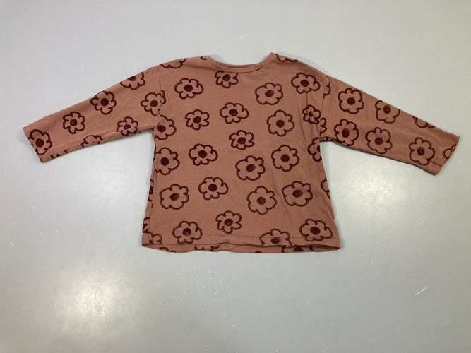 T-shirt ml marron imprimé fleurs, moins cher chez Petit Kiwi