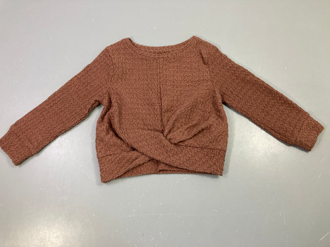 T-shirt m.l marron texturé, effet noué, moins cher chez Petit Kiwi