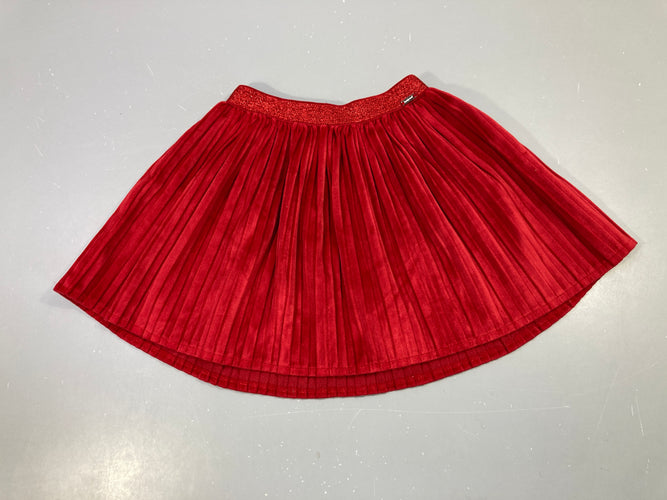 Jupe plissée velours rouge fille, moins cher chez Petit Kiwi