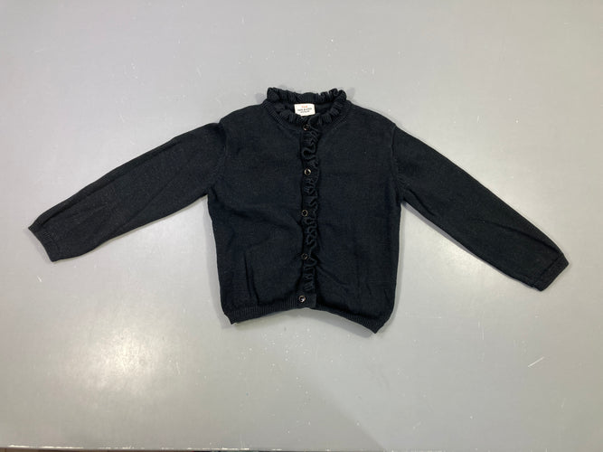 Gilet noir, col volanté, moins cher chez Petit Kiwi