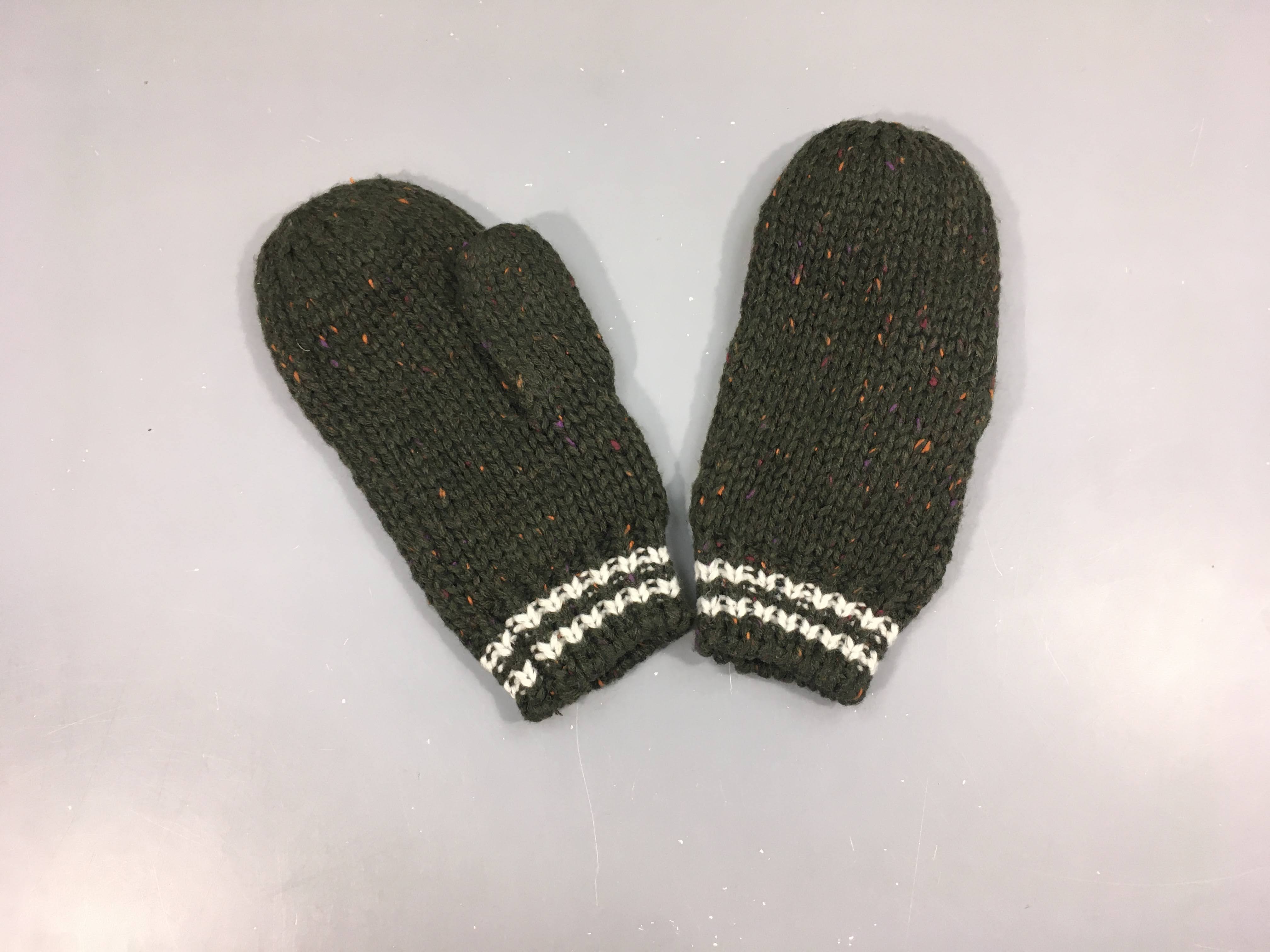 Moufles kaki mailles ocre