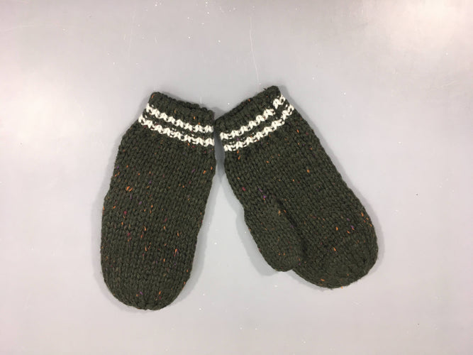 Moufles kaki mailles ocre, moins cher chez Petit Kiwi